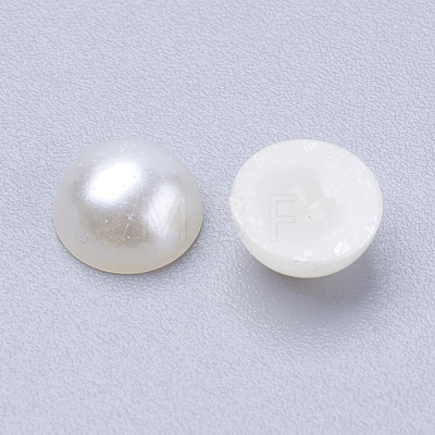 Half Round Acrylic Imitated Pearl Flat Back Cabochons X-OACR-H001-6-1