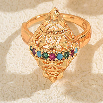 Brass Micro Pave Cubic Zirconia Cuff Open Rings for Women IC9473-5-1
