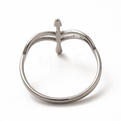 304 Stainless Steel Hollow Out Arrow Finger Ring for Women RJEW-K239-07P-1