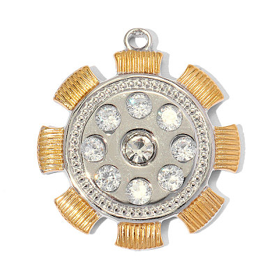 304 Stainless Steel with Crystal Rhinestone Pendants RB-OY001-02G-1