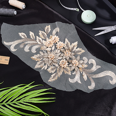 3D Flower Pattern Computerized Embroidery Appliques PATC-WH0002-006-1