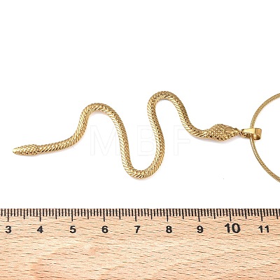 304 Stainless Steel Snake Pendant Round Snake Chain Necklaces for Women NJEW-K307-01G-1