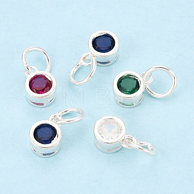 925 Sterling Silver Pave Cubic Zirconia Flat Round Charms STER-T009-18S-1