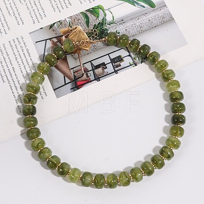 Alloy Resin Rondelle Beaded Necklaces for Women WG2A417-03-1