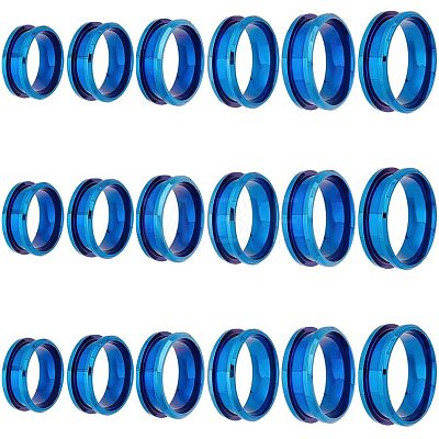 Unicraftale 18pcs 6 Size 201 Stainless Steel Grooved Finger Ring Settings DIY-UN0003-59-1