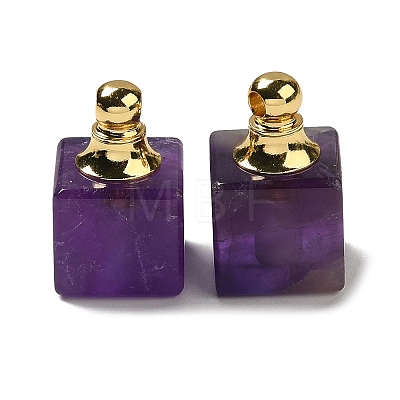 Natural Amethyst Perfume Bottle Pendants G-Z039-04G-04-1