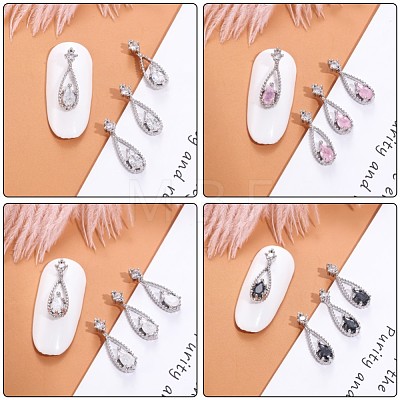 Chinese lute Shape Brass Micro Pave Clear Cubic Zirconia Nail Gems Set MRMJ-T015-41-M-1