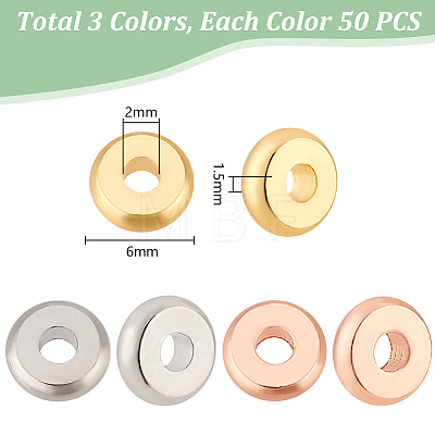   150Pcs 3 Colors Brass Spacer Beads KK-PH0006-57-1