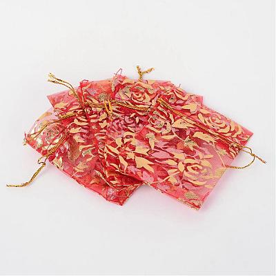 Rose Printed Organza Bags OP-R021-7x9-06-1