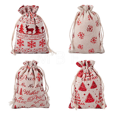 20Pcs 4 Styles Christmas Theme Cotton Fabric Cloth Bags ABAG-TA0002-04B-1