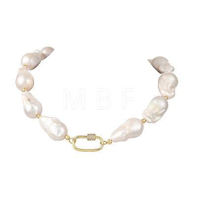 Natural Baroque Keshi Pearl Nuggets Beaded Necklaces NJEW-JN06511-1