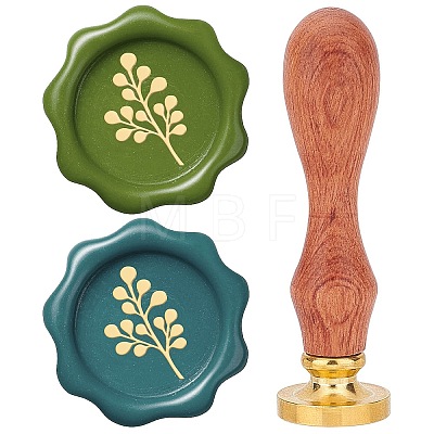 Brass Wax Seal Stamps with Rosewood Handle AJEW-WH0412-0107-1