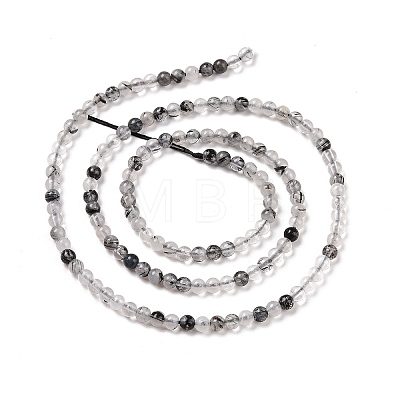 Natural Black Rutilated Quartz Beads Strands G-C009-C01-1