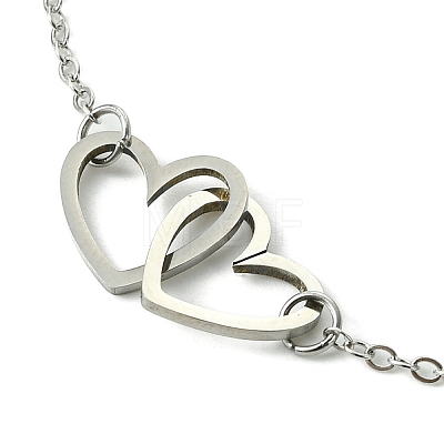 Alloy Interflocking Heart Link Bracelet with Brass Cable Chains BJEW-JB09798-1