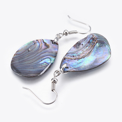 Abalone Shell/Paua Shell Dangle Earrings EJEW-P148-03-01-1