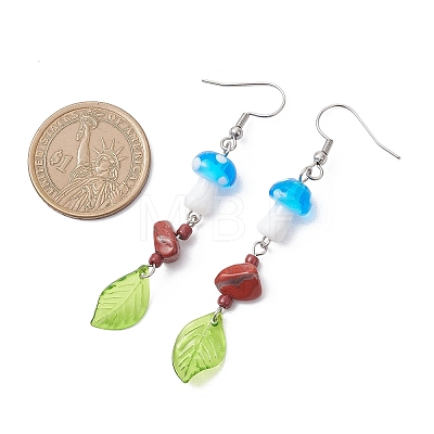 3 Pairs Lampwork Mushroom Dangle Earrings EJEW-JE06714-1
