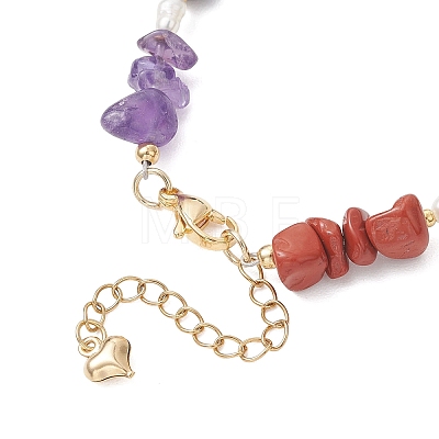 Natural & Synthetic Mixed Gemstone Chips Beaded Bracelets for Women BJEW-JB13219-02-1