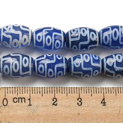 Blue Tibetan Style dZi Beads Strands TDZI-NH0001-C12-01-1