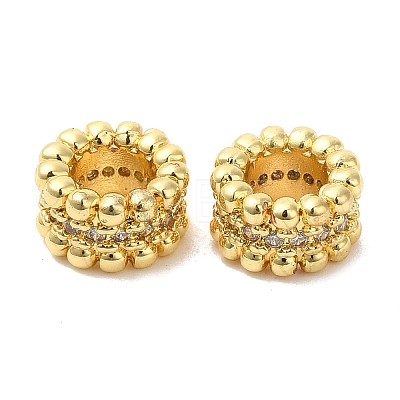 Rack Plating Brass Cubic Zirconia European Beads KK-R147-05G-1