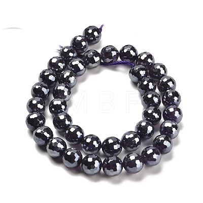 Electroplated Natural Amethyst Round Beads Strands G-L598-A05-03-1