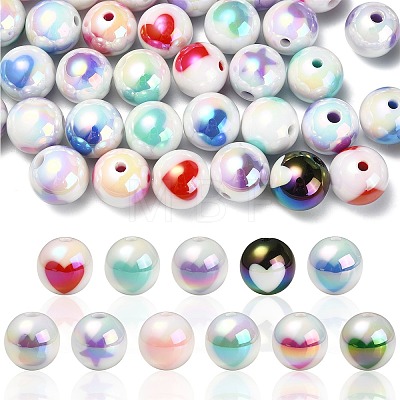 100Pcs Two Tone UV Plating Opaque Acrylic Beads OACR-CJ0001-34-1