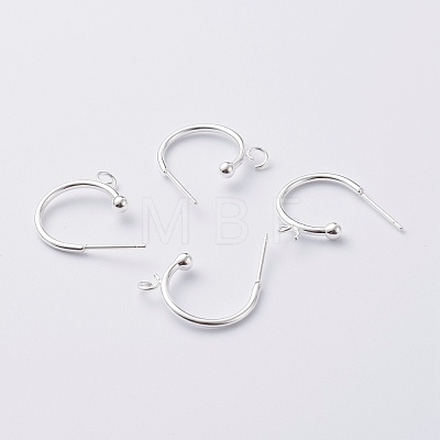 304 Stainless Steel Half Hoop Earrings STAS-Z028-B01-S-1