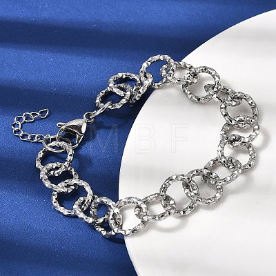 Textured 304 Stainless Steel Rolo Chain Bracelets for Women BJEW-A157-01P-1