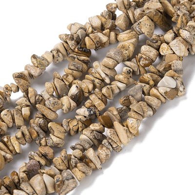 Natural Picture Jasper Nuggets Beads Bib Necklaces for Girl Women NJEW-G025-01E-1