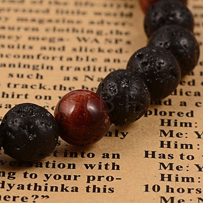 Natural Lava Rock Beaded Stretch Bracelets BJEW-F188-23-1