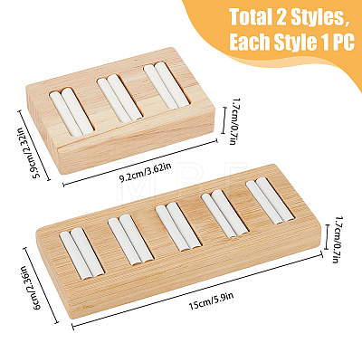 HOBBIESAY 2Pcs 2 Styles Rectangle 5-Slot Bamboo & 3-Slot Wood Ring Display Tray Stands RDIS-HY0001-02A-1