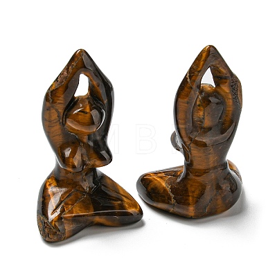 Natural Tiger Eye Carved Healing Yoga Goddess Figurines DJEW-D012-06B-1