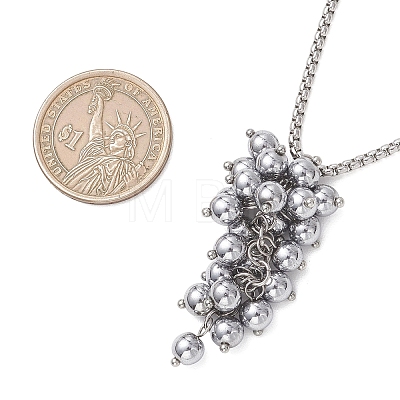 Electroplate Synthetic Non-magnetic Hematite Round Cluster Pendant 304 Stainless Steel Box Chain Necklaces NJEW-JN05888-1