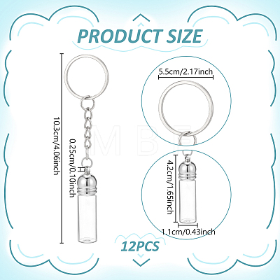 12Pcs Glass Bottle Keychain KEYC-UN00022-1