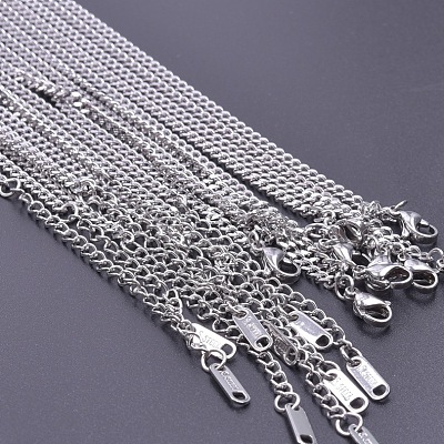 304 Stainless Steel 3mm Curb Chain Necklaces OT4459-1-1