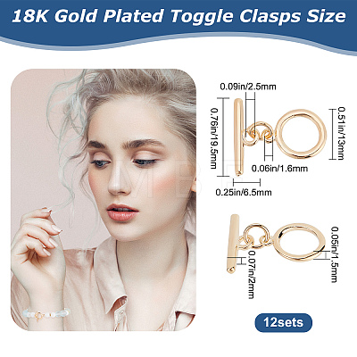 12 Sets Brass Toggle Clasps KK-CN0001-98-1