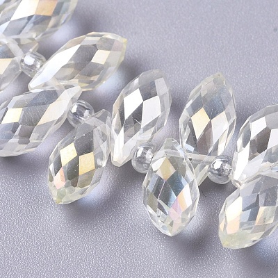 Electroplate Glass Faceted Teardrop Beads Strands EGLA-D014-37-1
