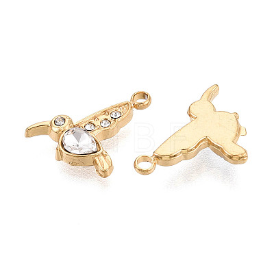 304 Stainless Steel Rhinestone Charms STAS-N110-45G-1