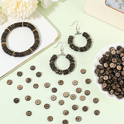 6 Strands Natural Coconut Shell Rondelle Bead Strands COCB-SC0001-02B-1