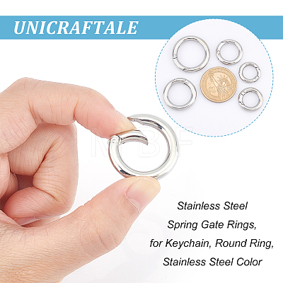 Unicraftale 5Pcs 5 Styles 304 Stainless Steel Spring Gate Rings STAS-UN0040-95-1