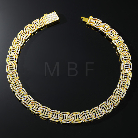Zinc Alloy Full Crystal Rhinestone Cuban Link Chain Necklaces for Women Men FS-WG48DDB-03-1