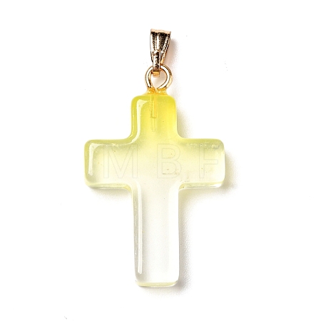 Two Tone Transparent Glass Pendants GLAA-A004-02G-1