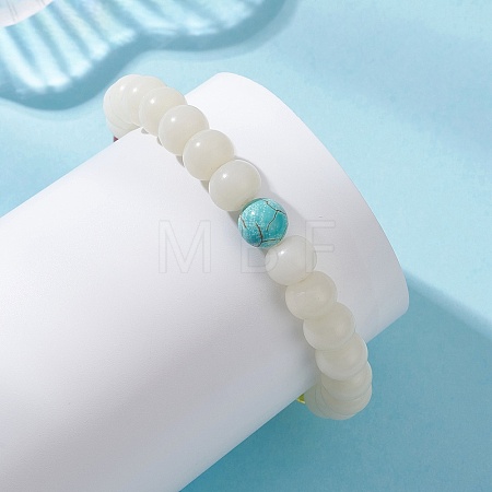 9MM Round Synthetic Turquoise & Natural Quartz Crystal & Carnelian & Rondelle Natural Bodhi Root Beaded Stretch Bracelets for Women & Girls BJEW-TA00724-1