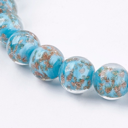 Handmade Gold Sand Lampwork Beads LAMP-K029-08G-1