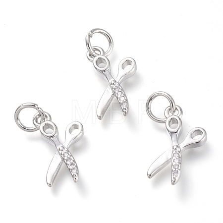 Brass Micro Pave Clear Cubic Zirconia Pendants KK-P188-P01-P-1