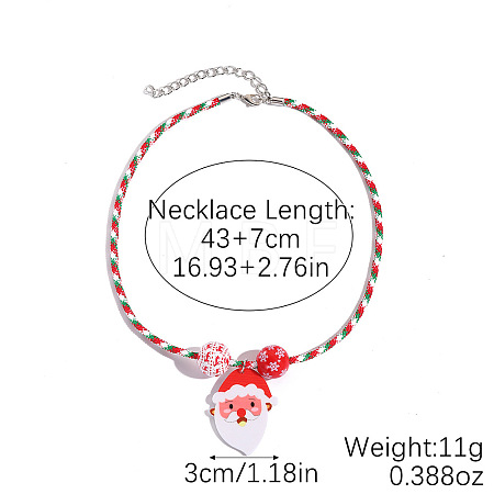 Christmas Acrylic Pendant Polyester Cord Necklaces with Alloy End Chains FS-WG3DBCD-02-1