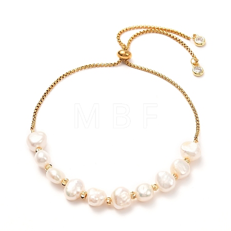 Natural Pearl Beads Adjustable Slider Bracelet for Girl Women Gift BJEW-JB06820-01-1