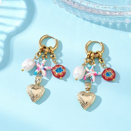 Natural Freshwater Pearl Hoop Earrings EJEW-JE06967-1