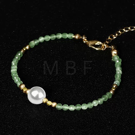 Handmade White Round Shell Pearl and Faceted Round Glass Beaded Bracelets for Women YN0122-6-1