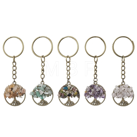 Natural Mixed Gemstone Keychains KEYC-JKC00694-1