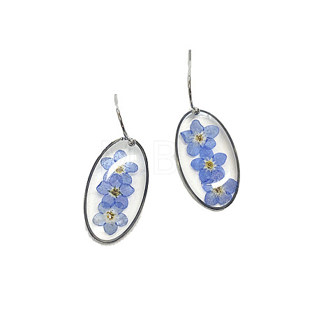Resin with Pressed Flower Dangle Earrings PW23032484313-1
